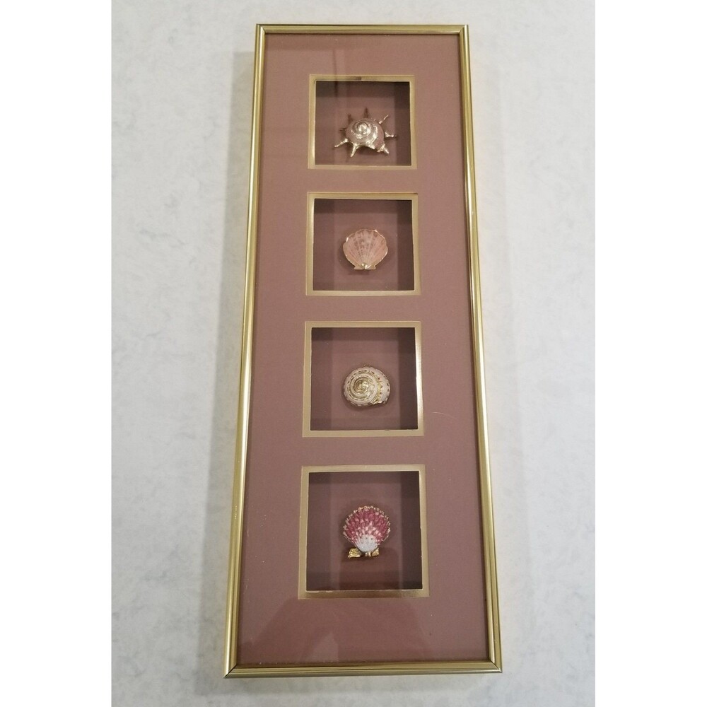 Figi Giftware abalone and gold shells display box wall decor 4 in 1 vintage